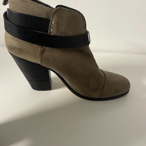 Rag & Bone Harrow Ankle Bootie Boot Block Heel Waxed Suede Round Toe Tau… - Picture 7 of 11